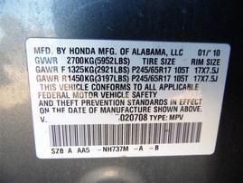 2010 Honda Pilot Lx Gray 3.5L AT 2WD #A22604